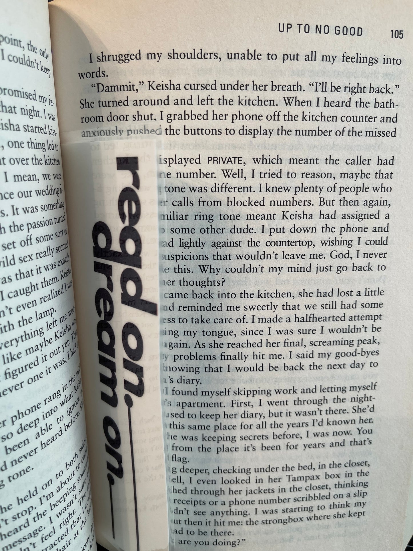 Read on - Dream on - laminated bookmark