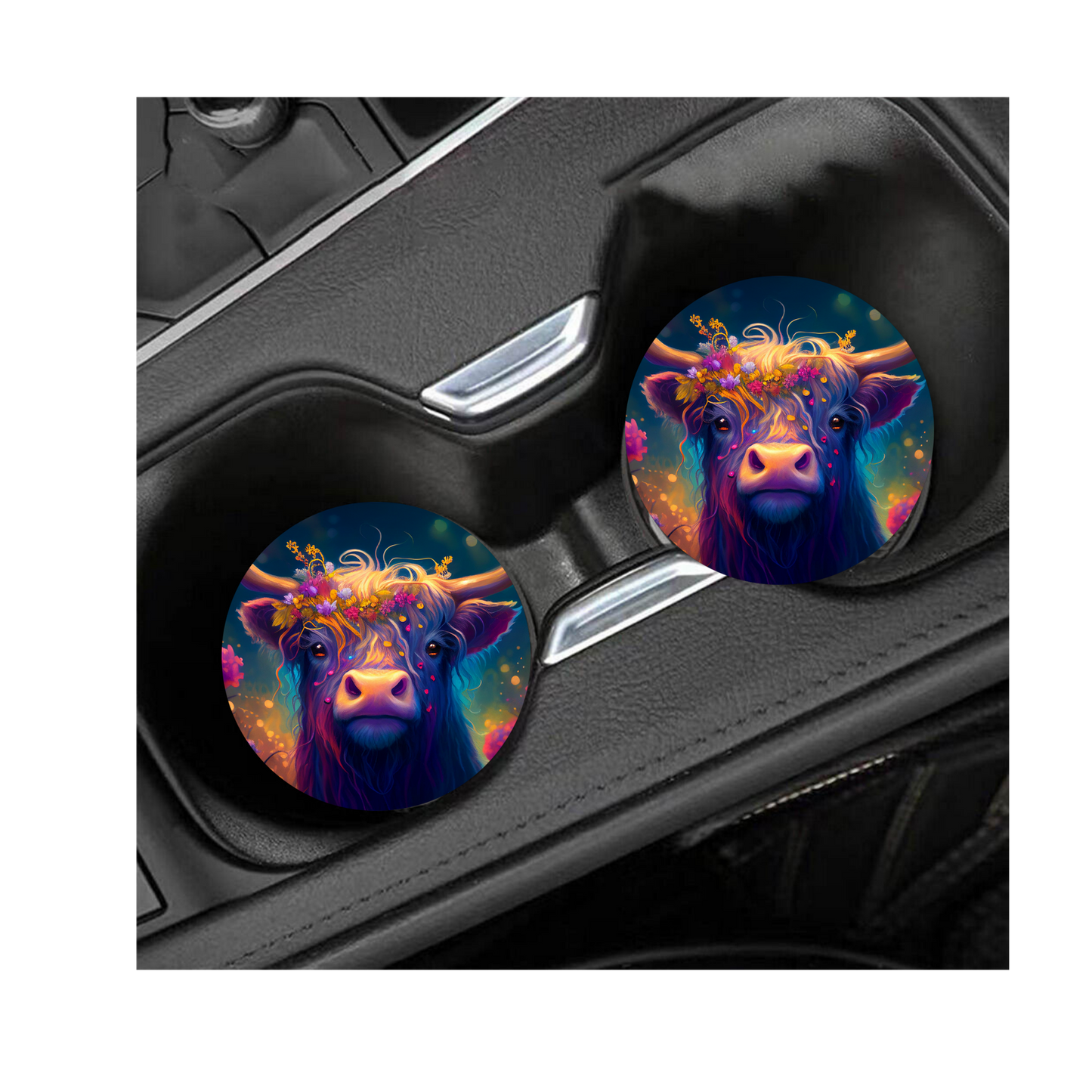 Colorful Bull Car Coaster Set