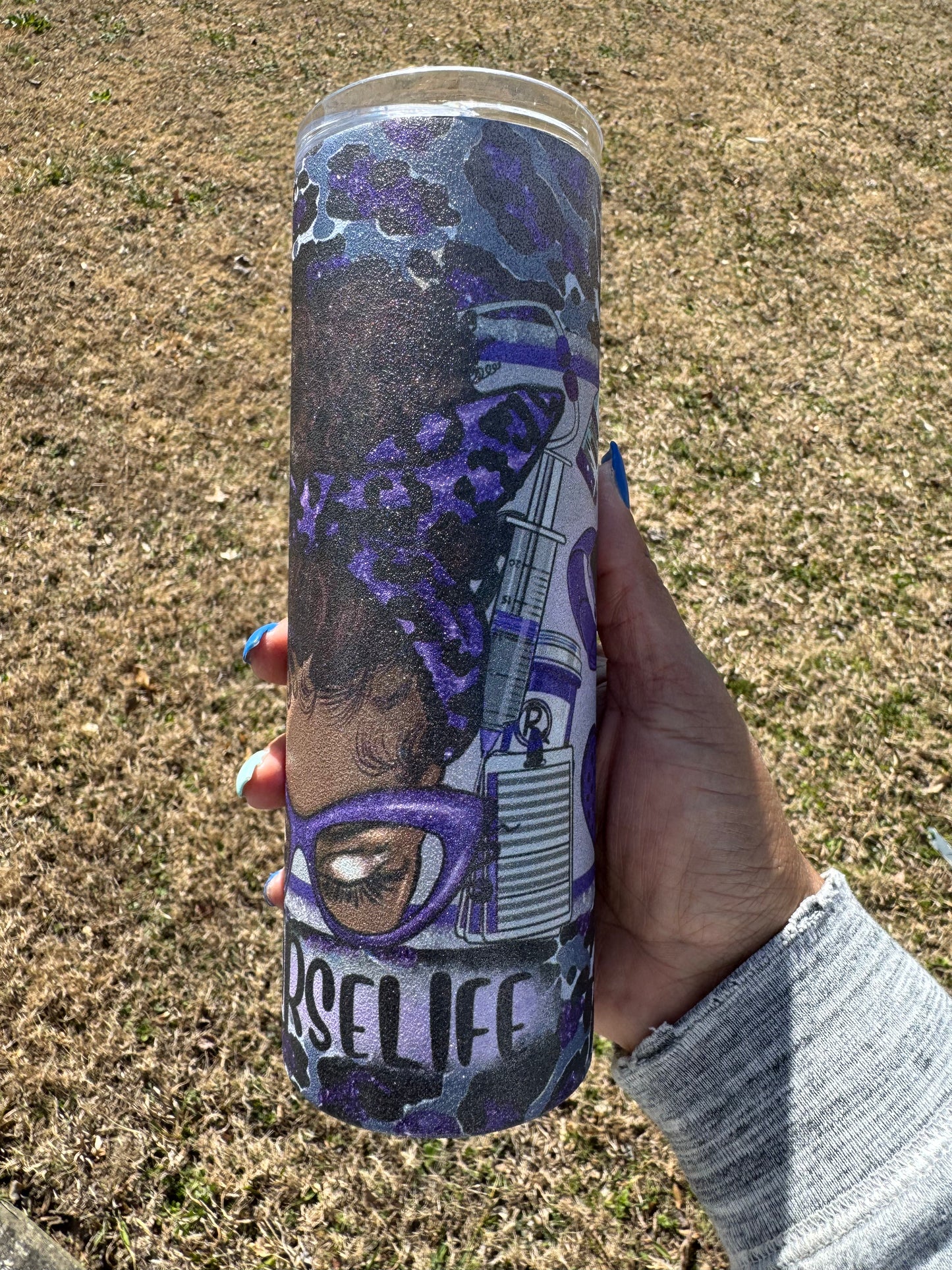 Nurse Life Glitter Tumbler 20oz (Clearance)