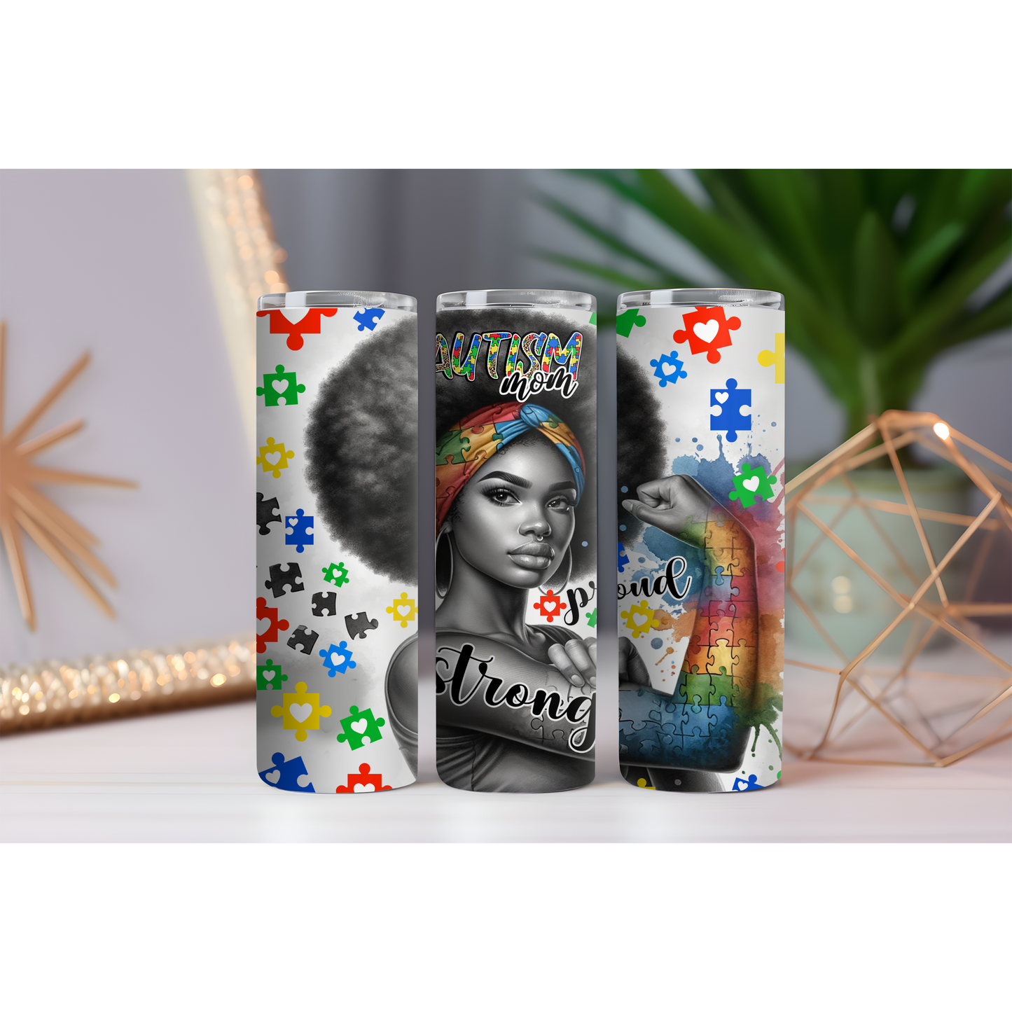 Proud and Strong Autism Mom Tumbler