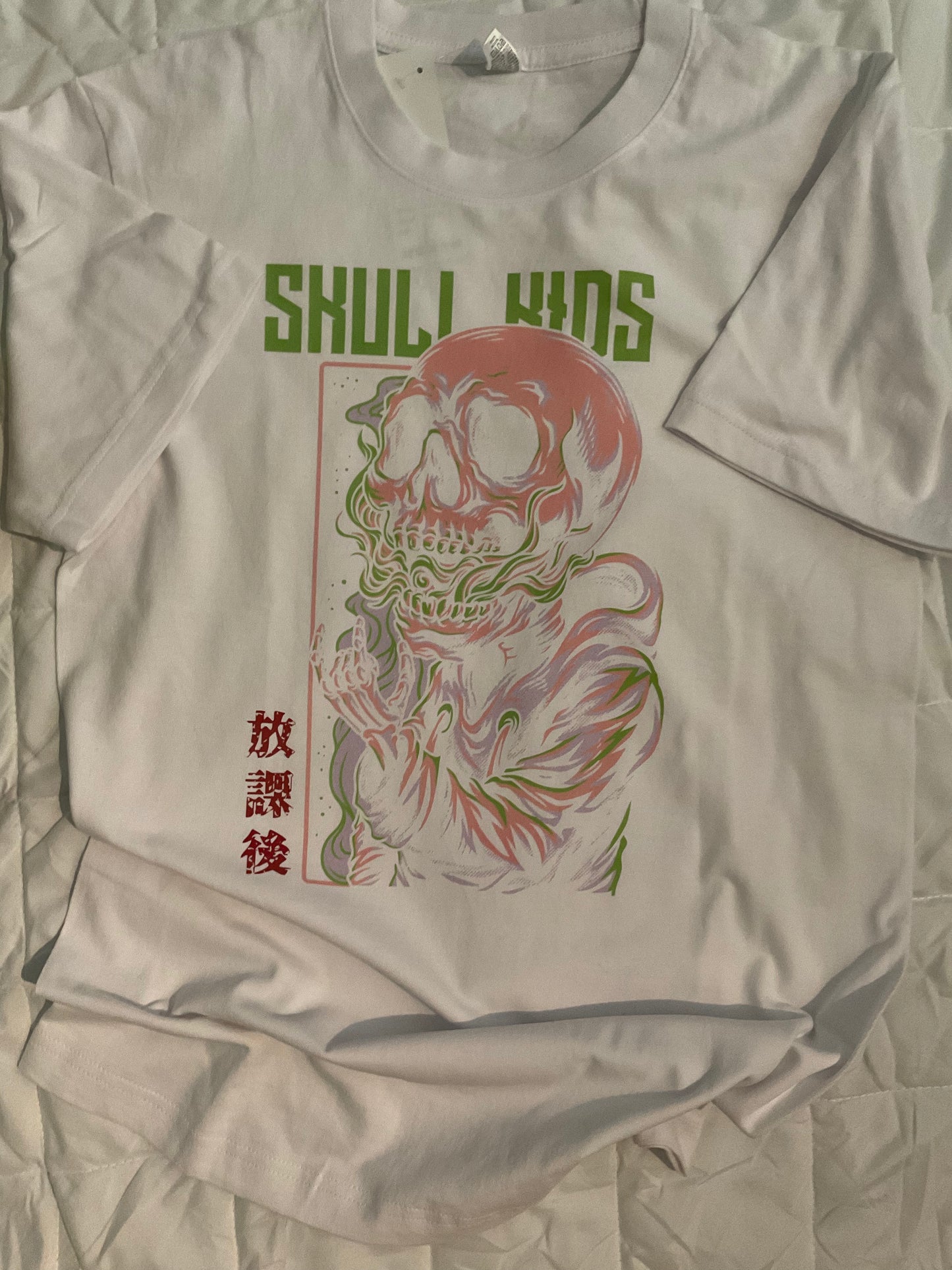 White Skull Kids T-Shirt Size M