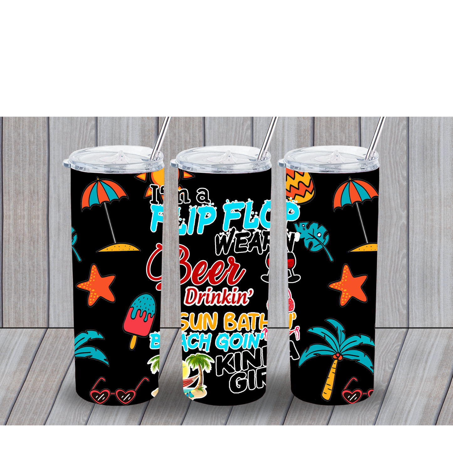 BEER DRINKING SUN BATHED BEACH 20OZ TUMBLER