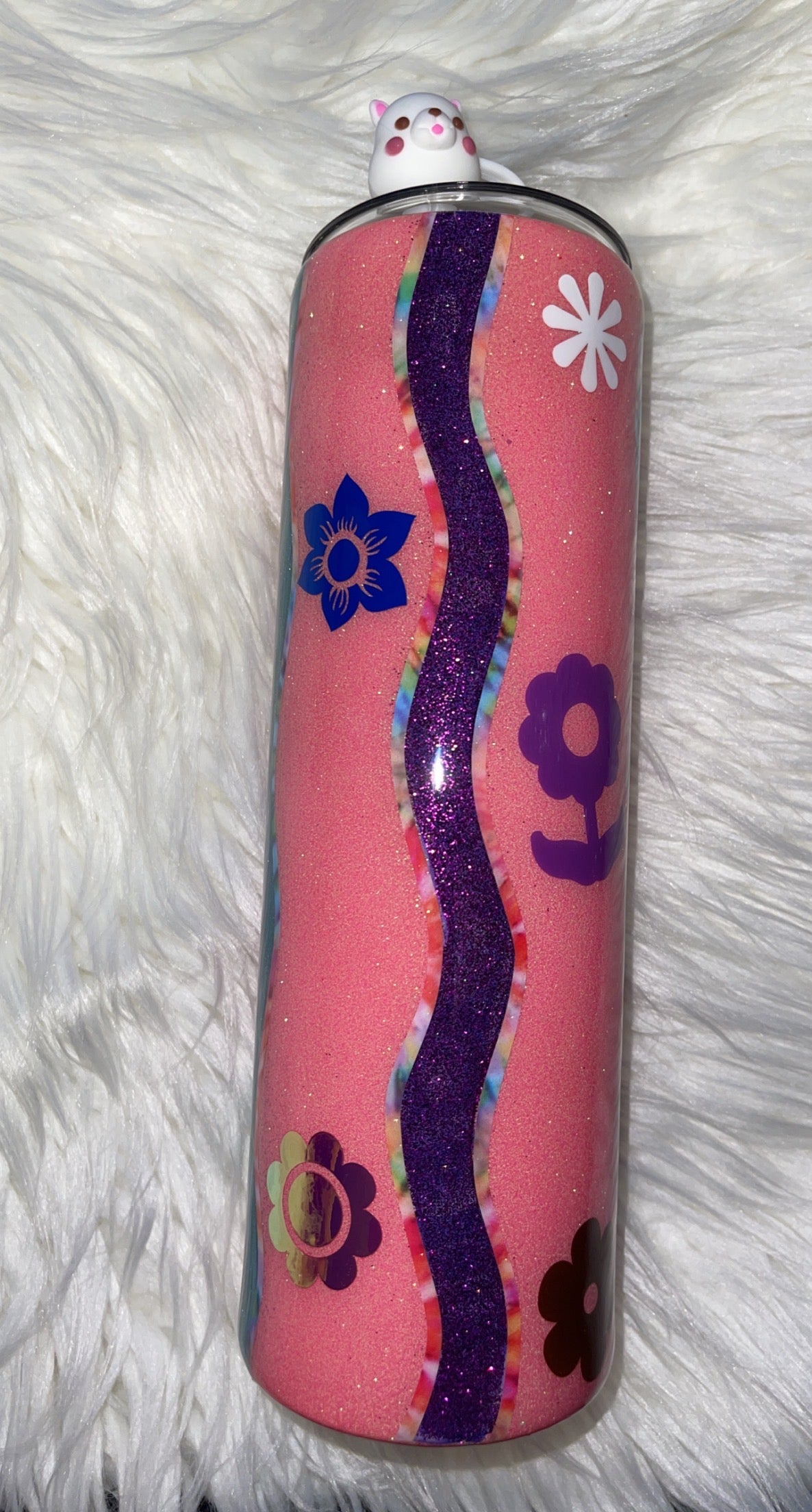 30oz Flower Swirl Glitter Tumbler