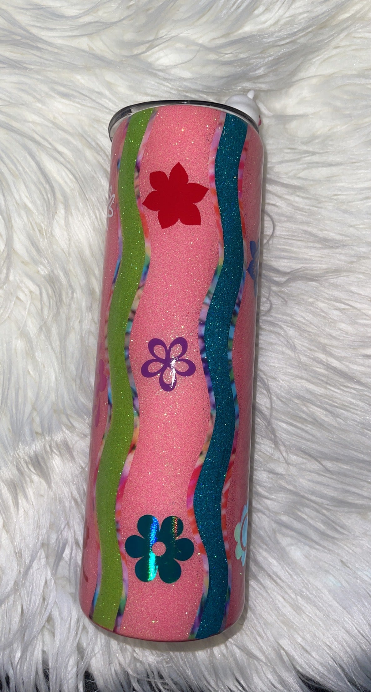 30oz Flower Swirl Glitter Tumbler