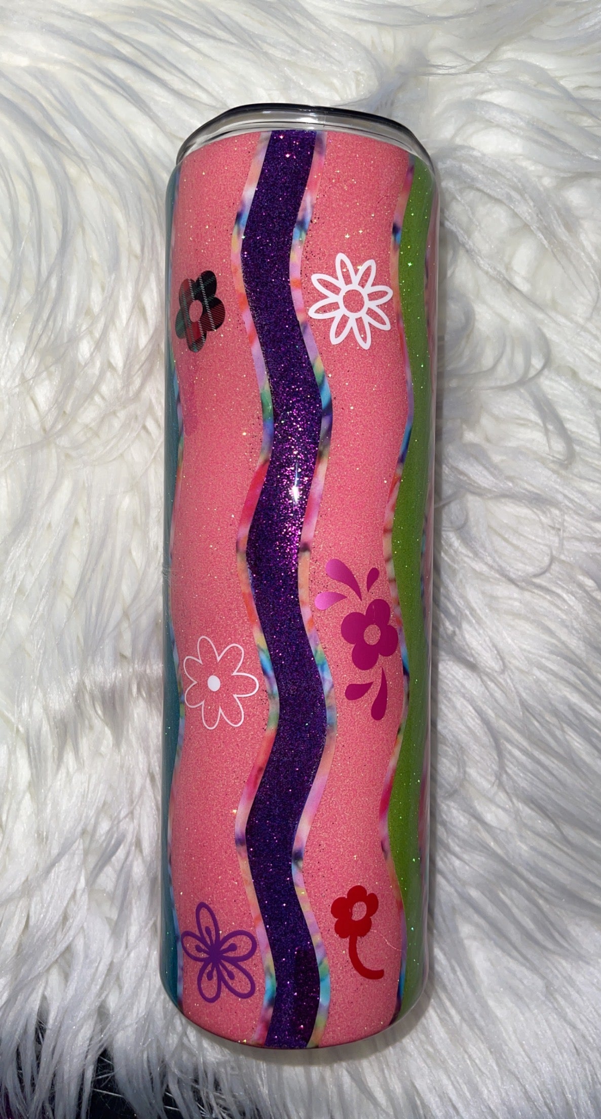 30oz Flower Swirl Glitter Tumbler