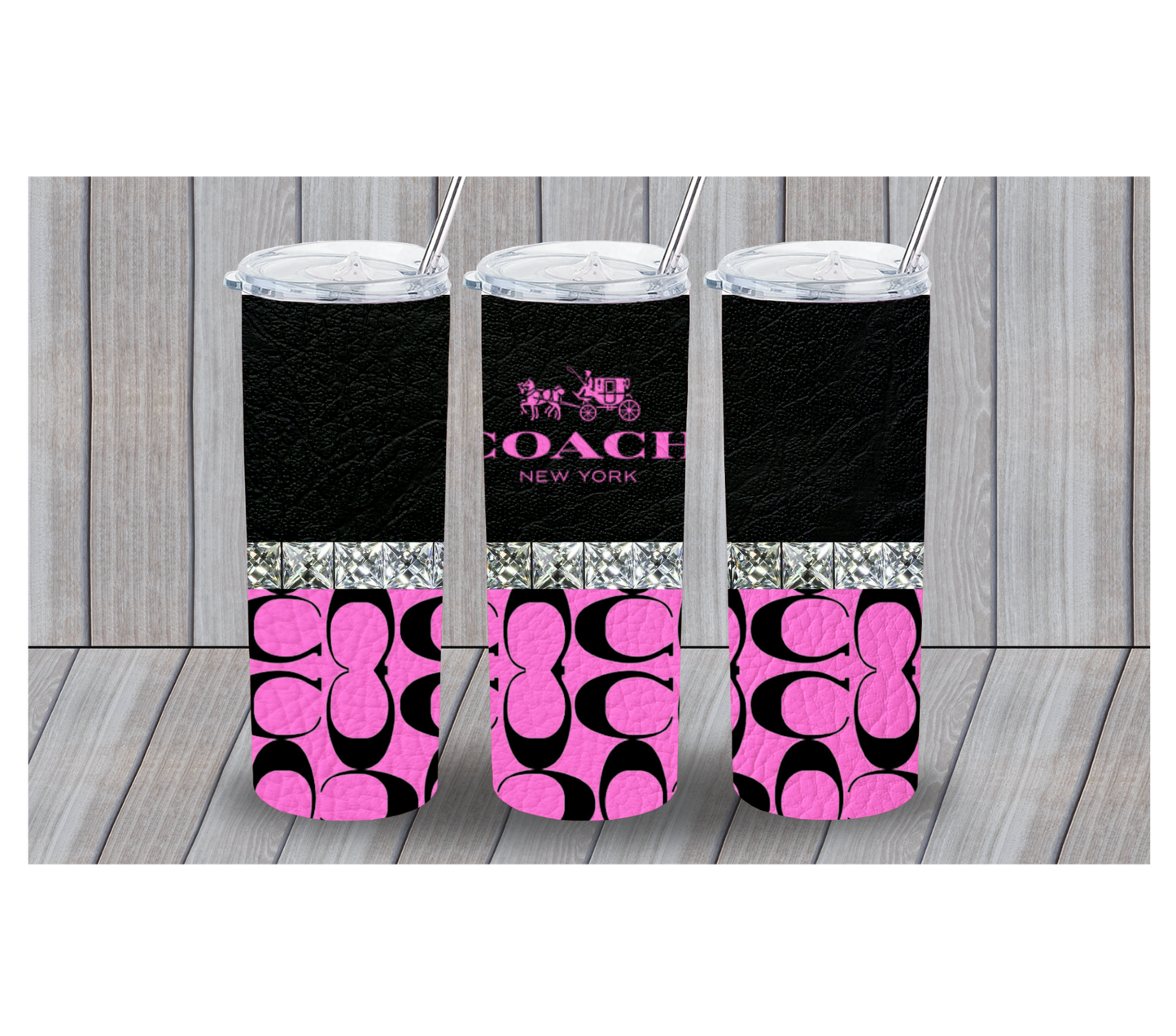 Pink and Black Designer 20oz Tumbler