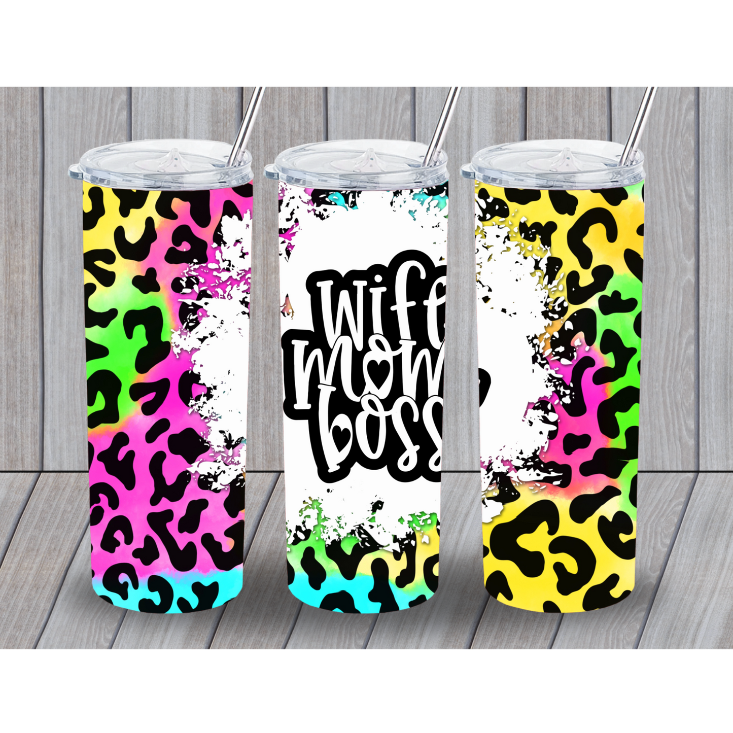 Wife, Mom, Boss Leopard 20oz Tumbler