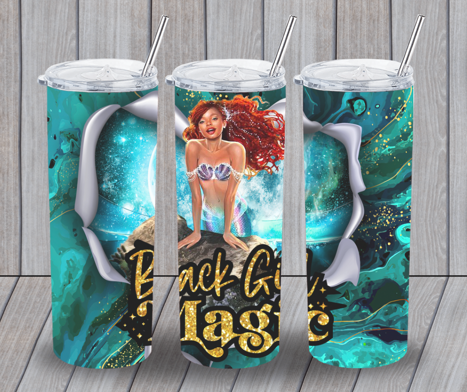 20oz Black Girl Magic- Little Mermaid