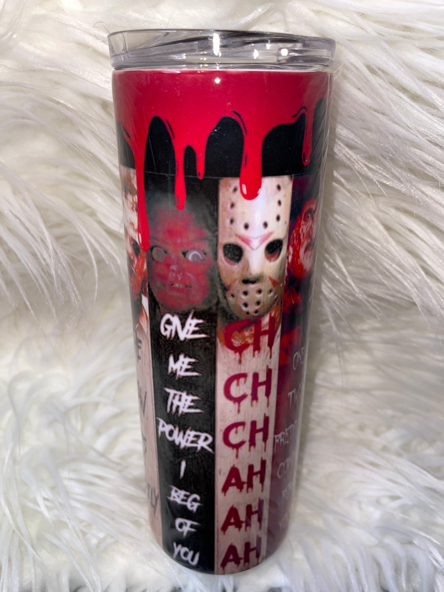 Multi-Horror 25oz Tumbler. Top and straw included