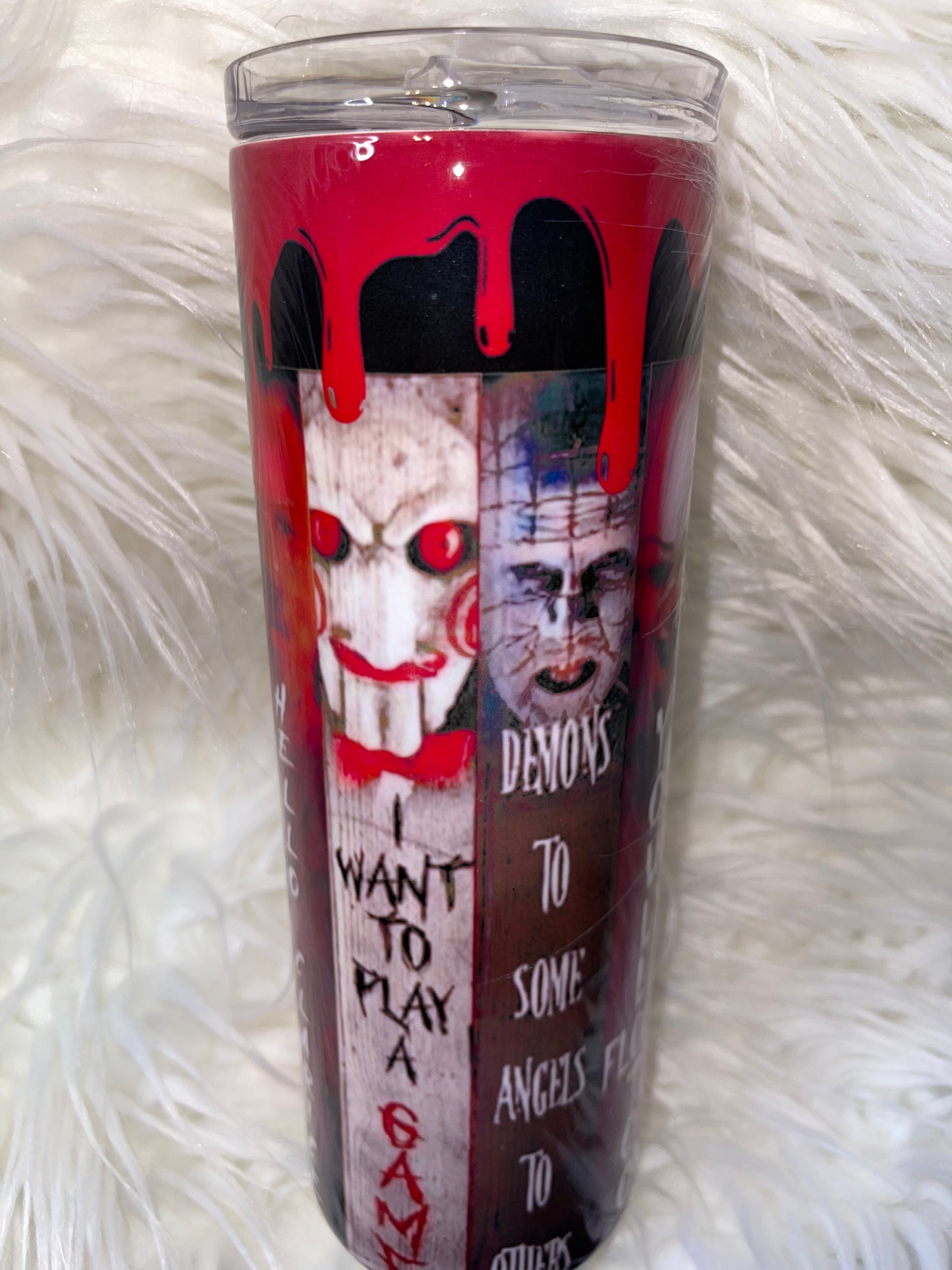 Multi-Horror 25oz Tumbler. Top and straw included