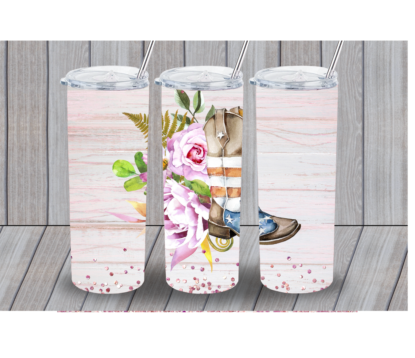 Cowgirl Boots and Flowers 20oz Tumbler