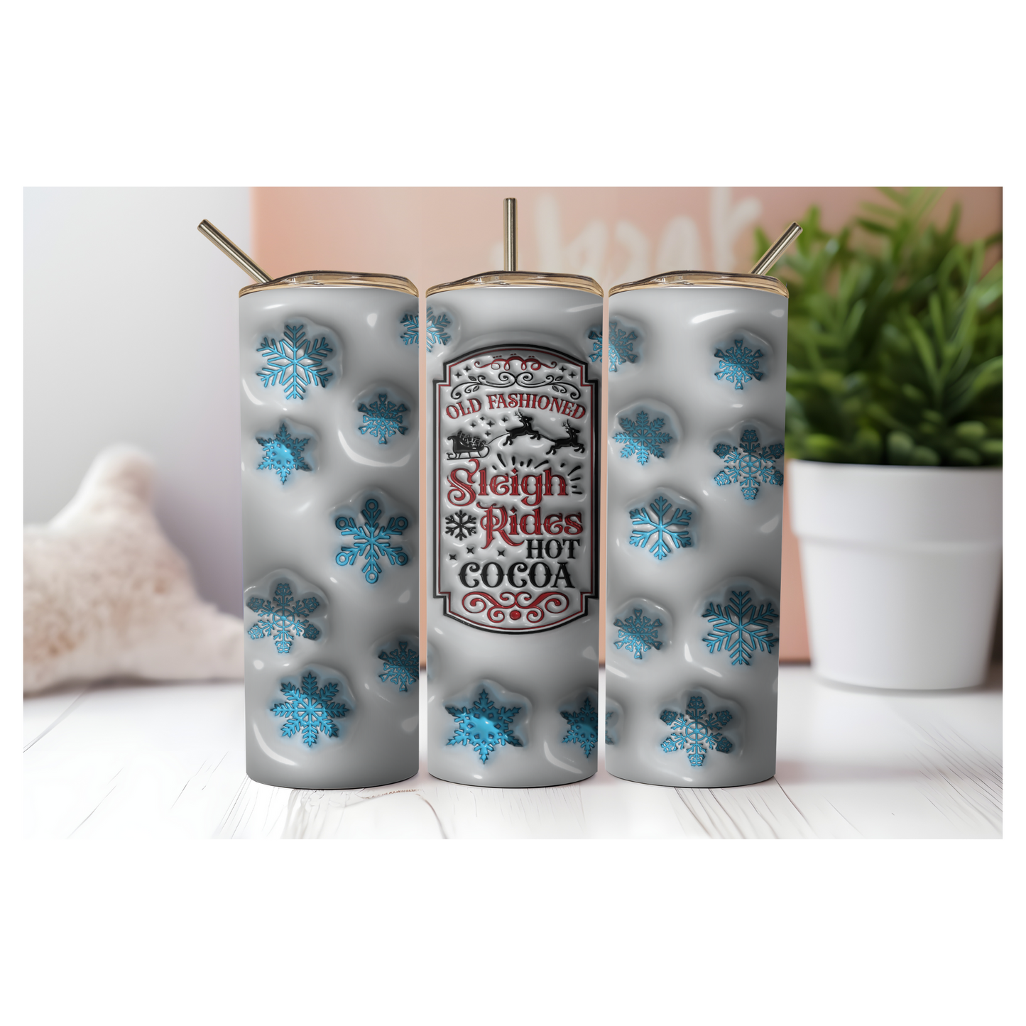 Old Fashion Sleigh Rides 20oz Christmas Tumbler