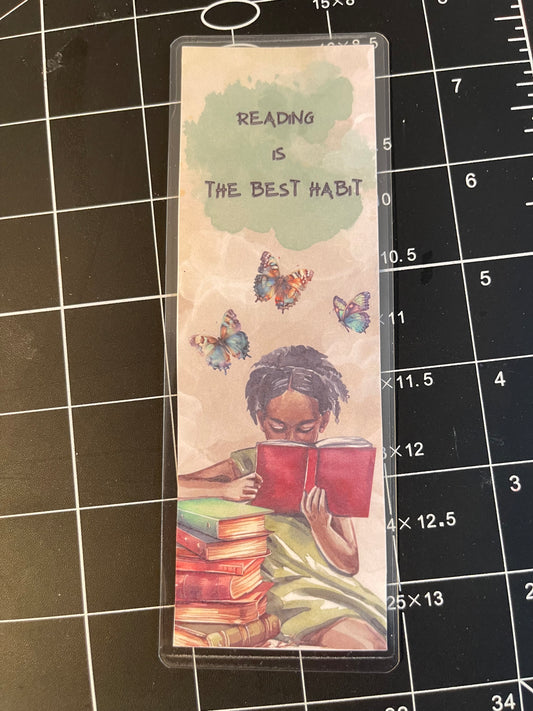 Reading is the best habit- laminated bookmark