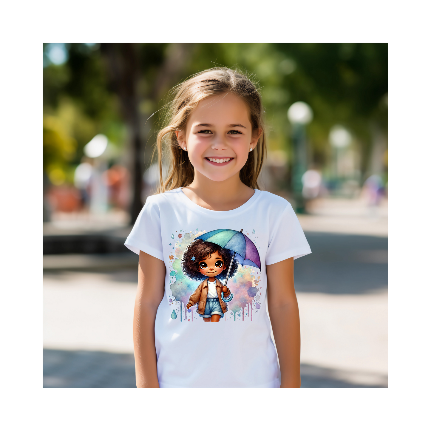 Kids Little girl with umbrella t-shirt