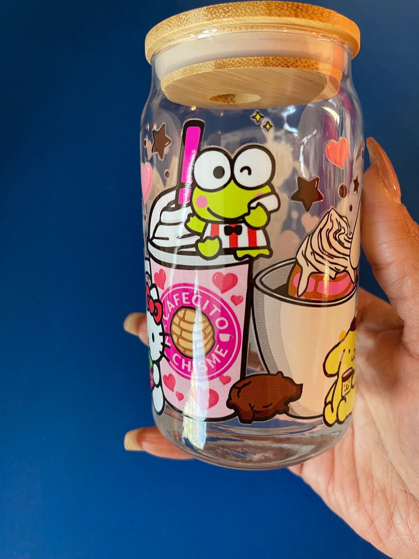 Kitty and Friends 16oz glass can