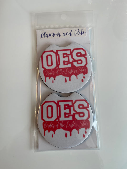 OES Drip Car Coasters - Red