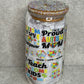 Autism Mom 16oz Glass Can Cup With Bling Lid