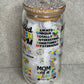 Autism Mom 16oz Glass Can Cup With Bling Lid