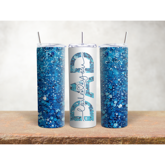 I Love Dad Blue Sparkle Tumbler