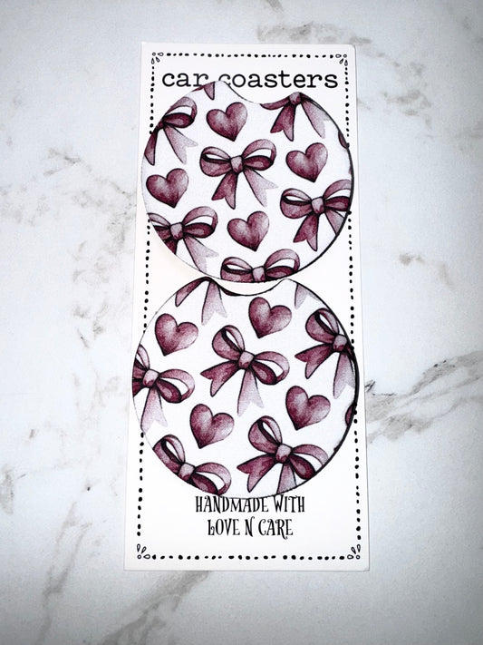 Bows and Hearts Car Coaster