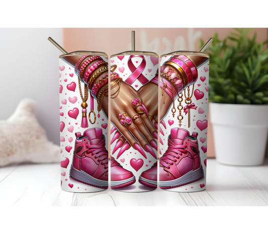 Breast Cancer Awareness With Pink Sneakers 20oz Tumbler