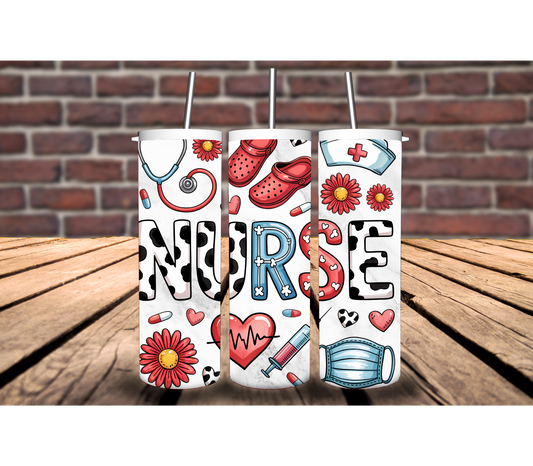 Nurse Cow Print 20oz Tumbler