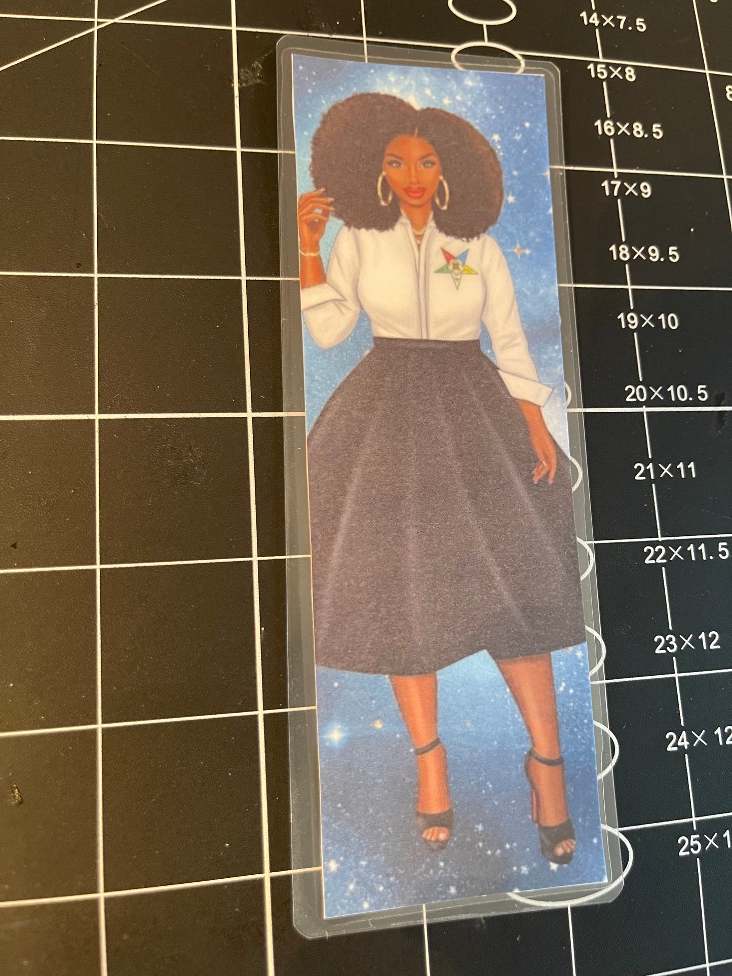 OES Afro girl- laminated bookmark