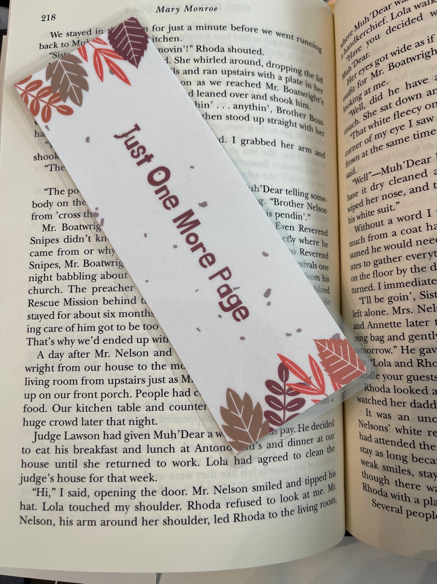 Just one more page laminated bookmark