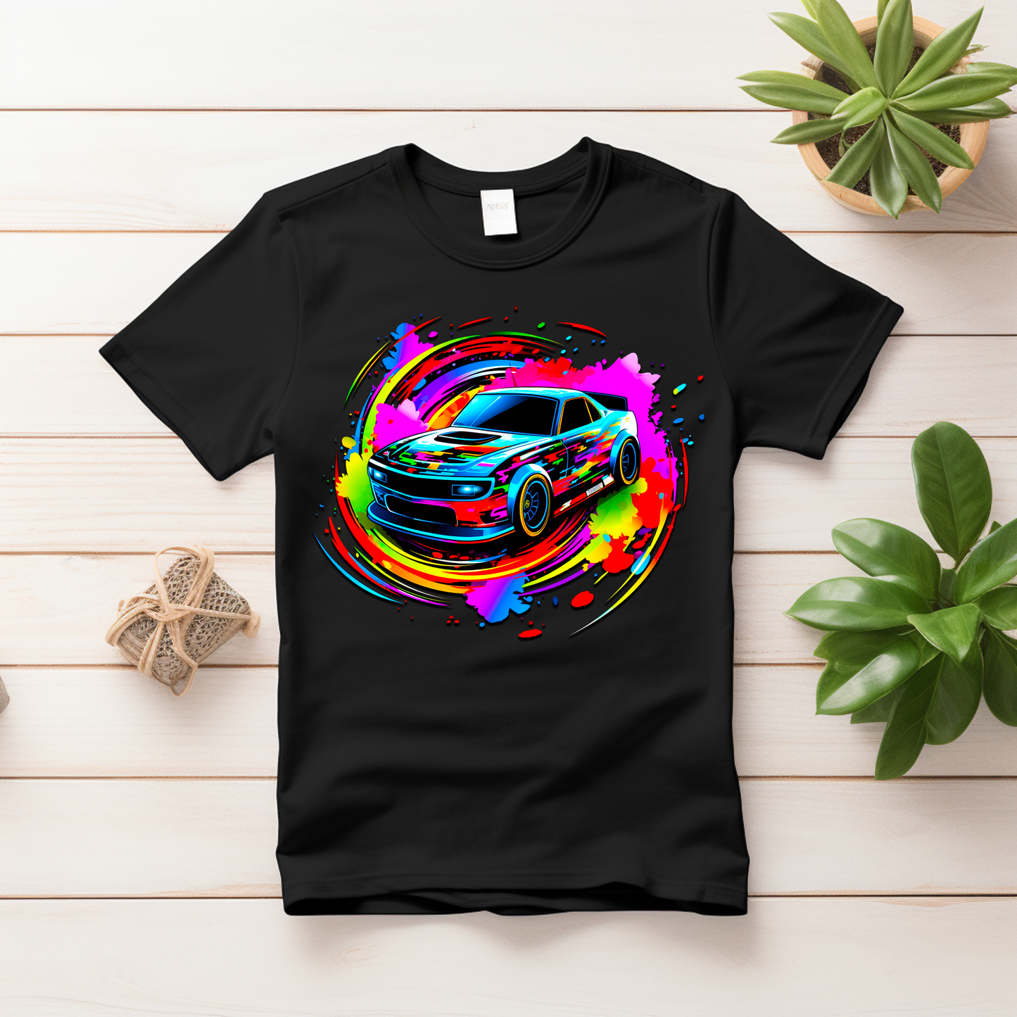 Kids Multi Color Swirl Car T-Shirt