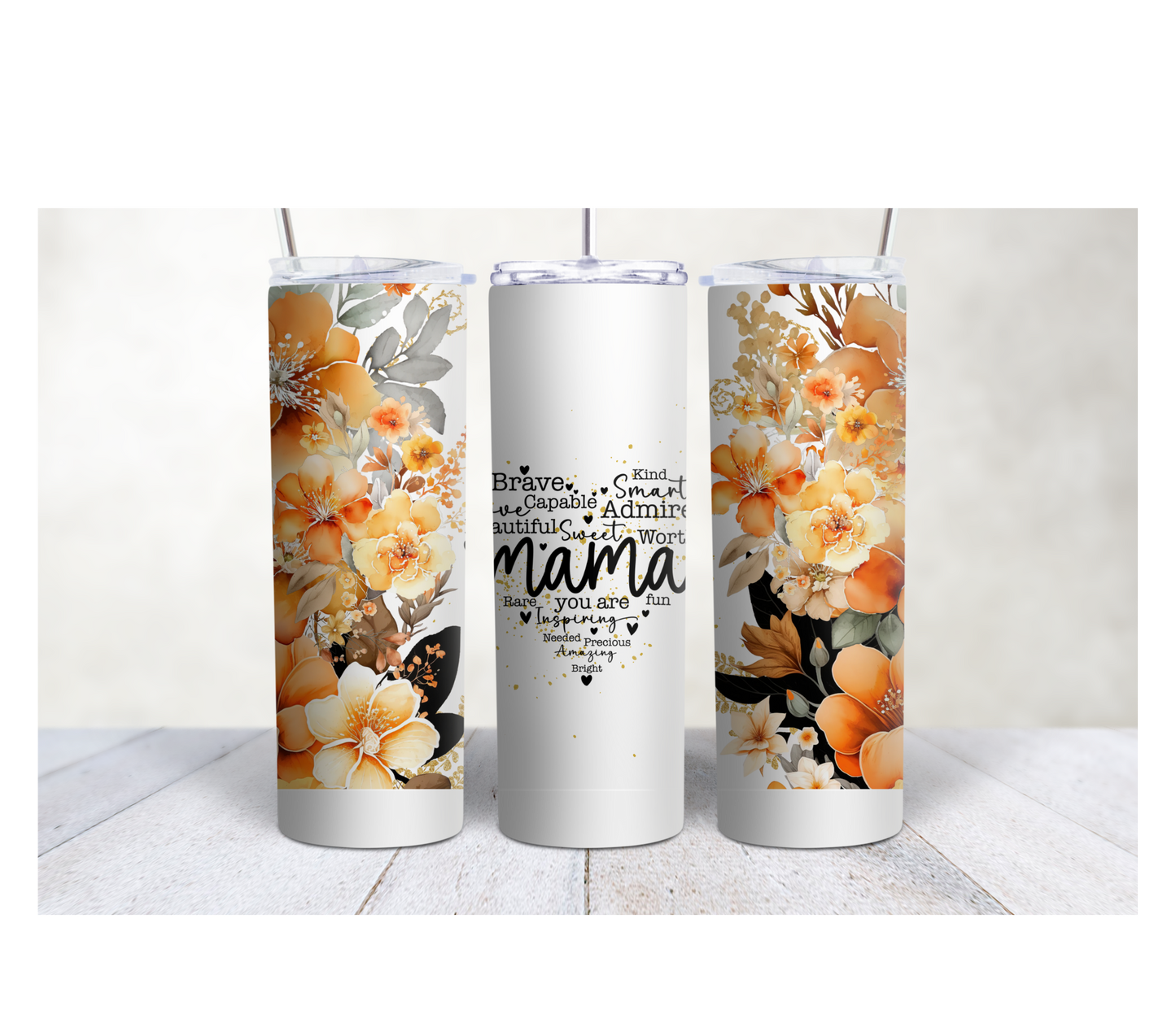 MAMA Definition With Fall Flowers 20oz Tumbler