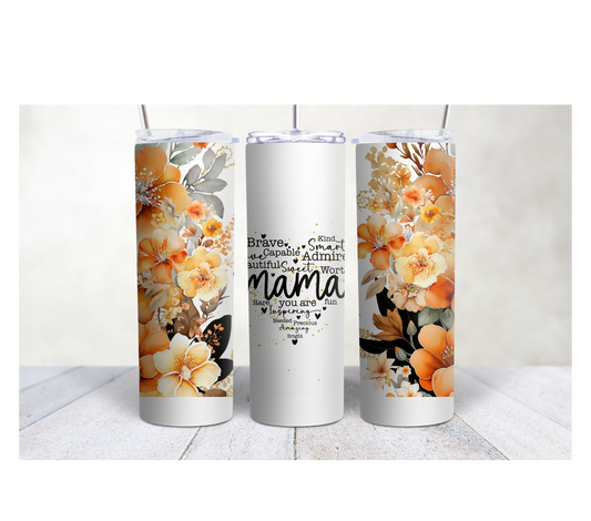 MAMA Definition With Fall Flowers 20oz Tumbler