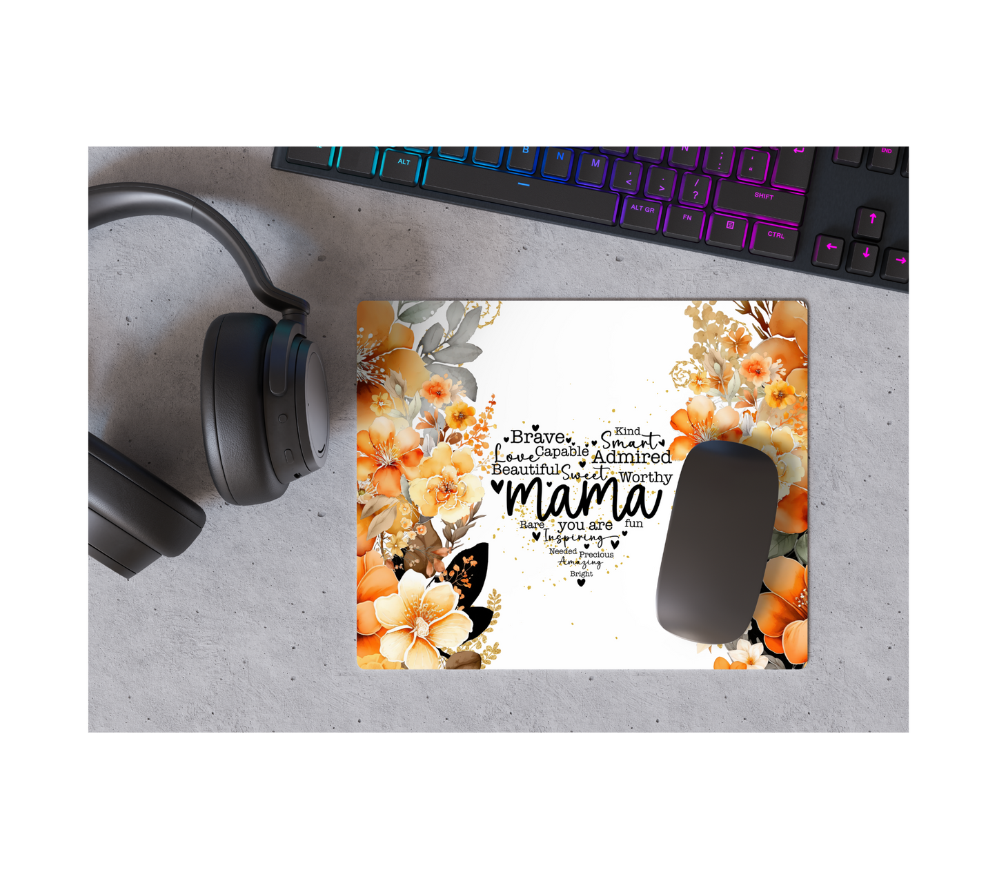 MAMA Definition With Fall Flowers Mousepad