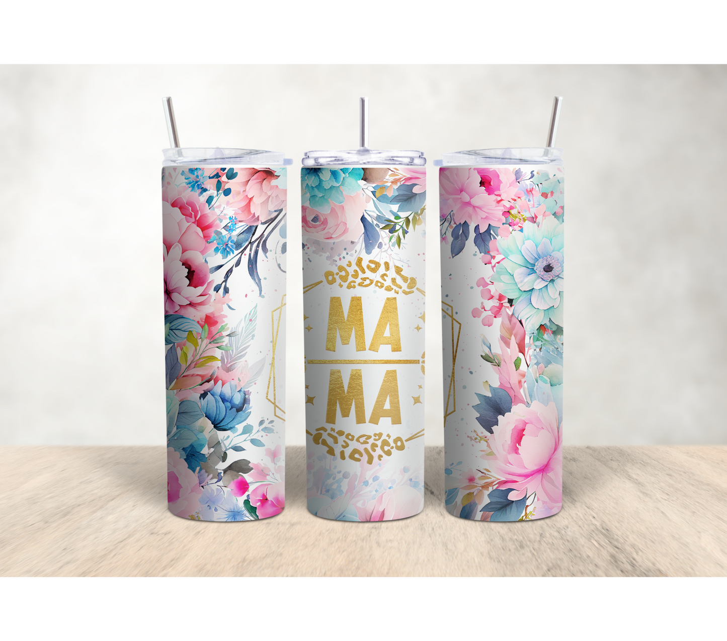 MAMA Multicolor Flowers 20oz Tumbler