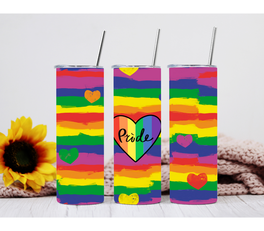 Rainbow Heart 20oz LGBTQ+ Tumbler