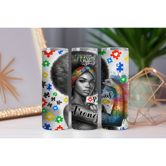 Proud and Strong Autism Mom Tumbler