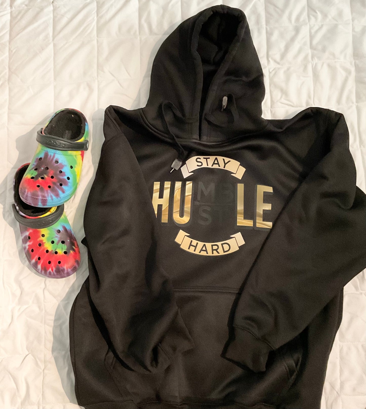 Stay Humble Hustle Hard Black Hoodie Size XL