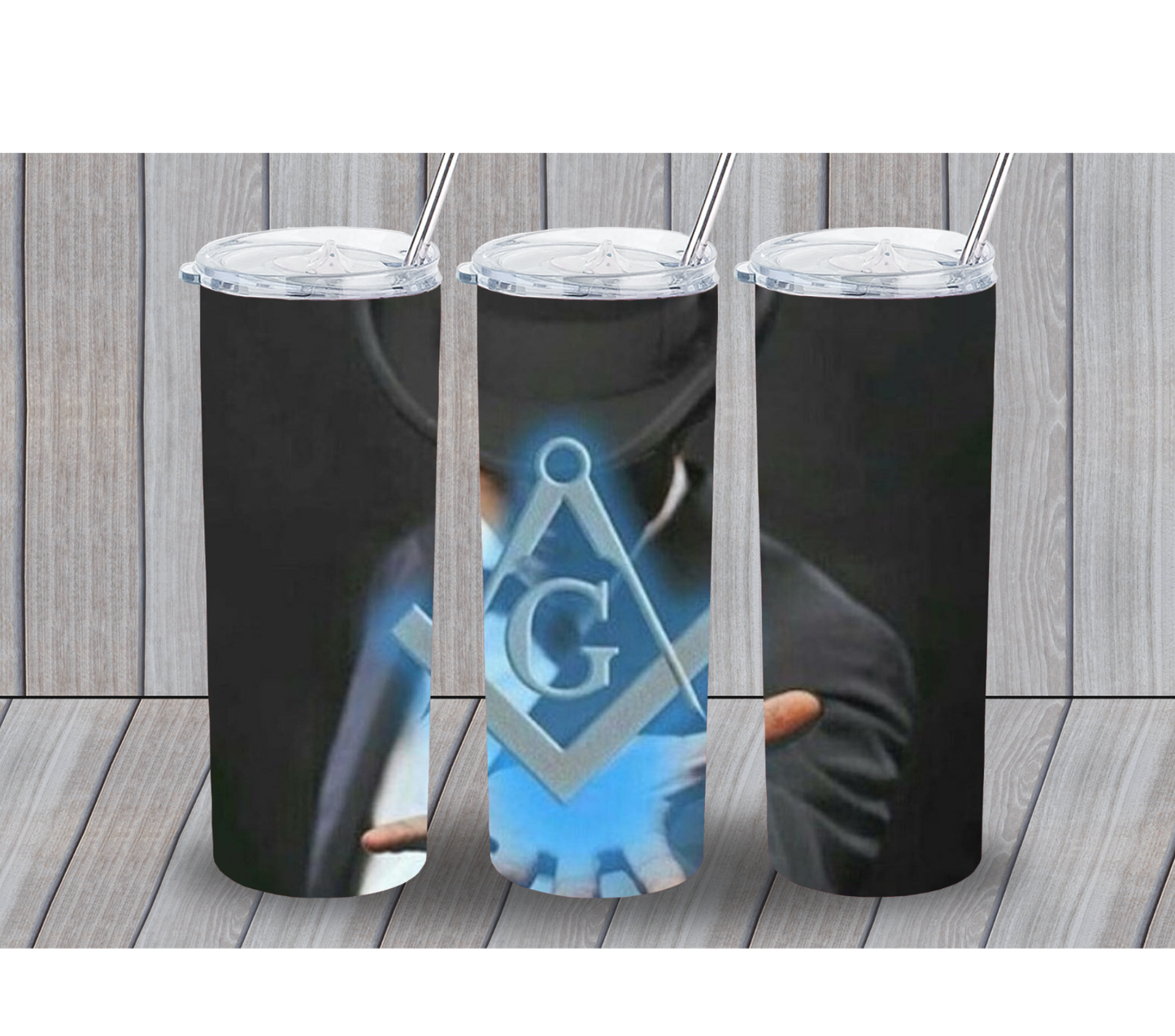 Mason with glowing blue symbol 20oz Tumbler