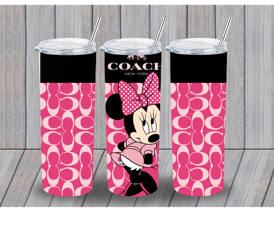 20oz Pink Coach Inspired- Minnie Mouse Inspired Tumbler