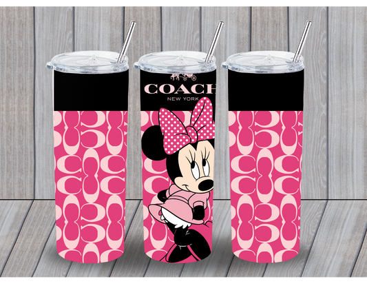 20oz Pink Coach Inspired- Minnie Mouse Inspired Tumbler