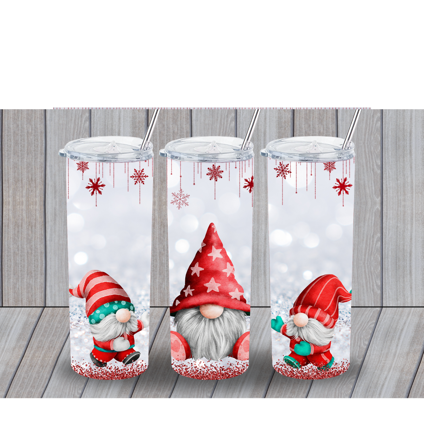 CHRISTMAS GNOME WITH SNOW FLAKES 20OZ TUMBLER