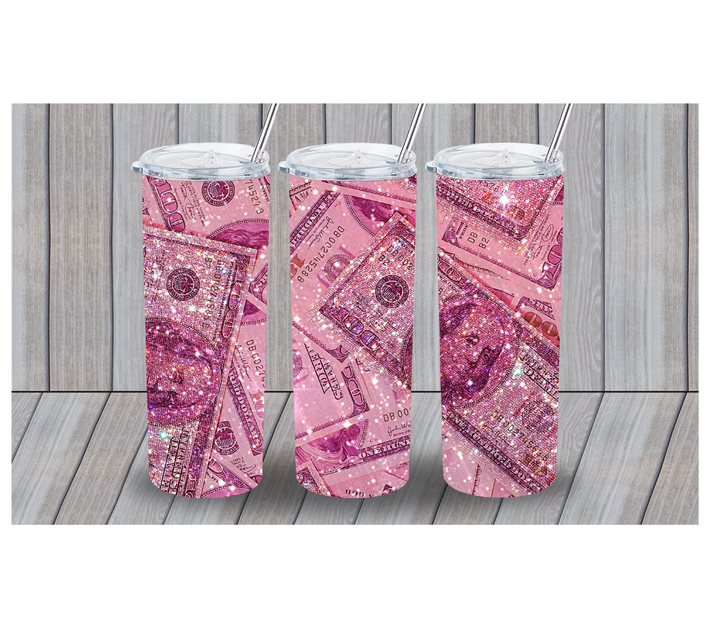 Pink Money with Glitter 20oz Tumbler