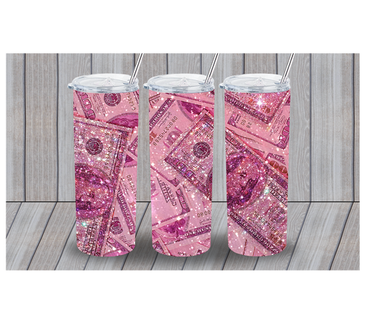 Pink Money with Glitter 20oz Tumbler