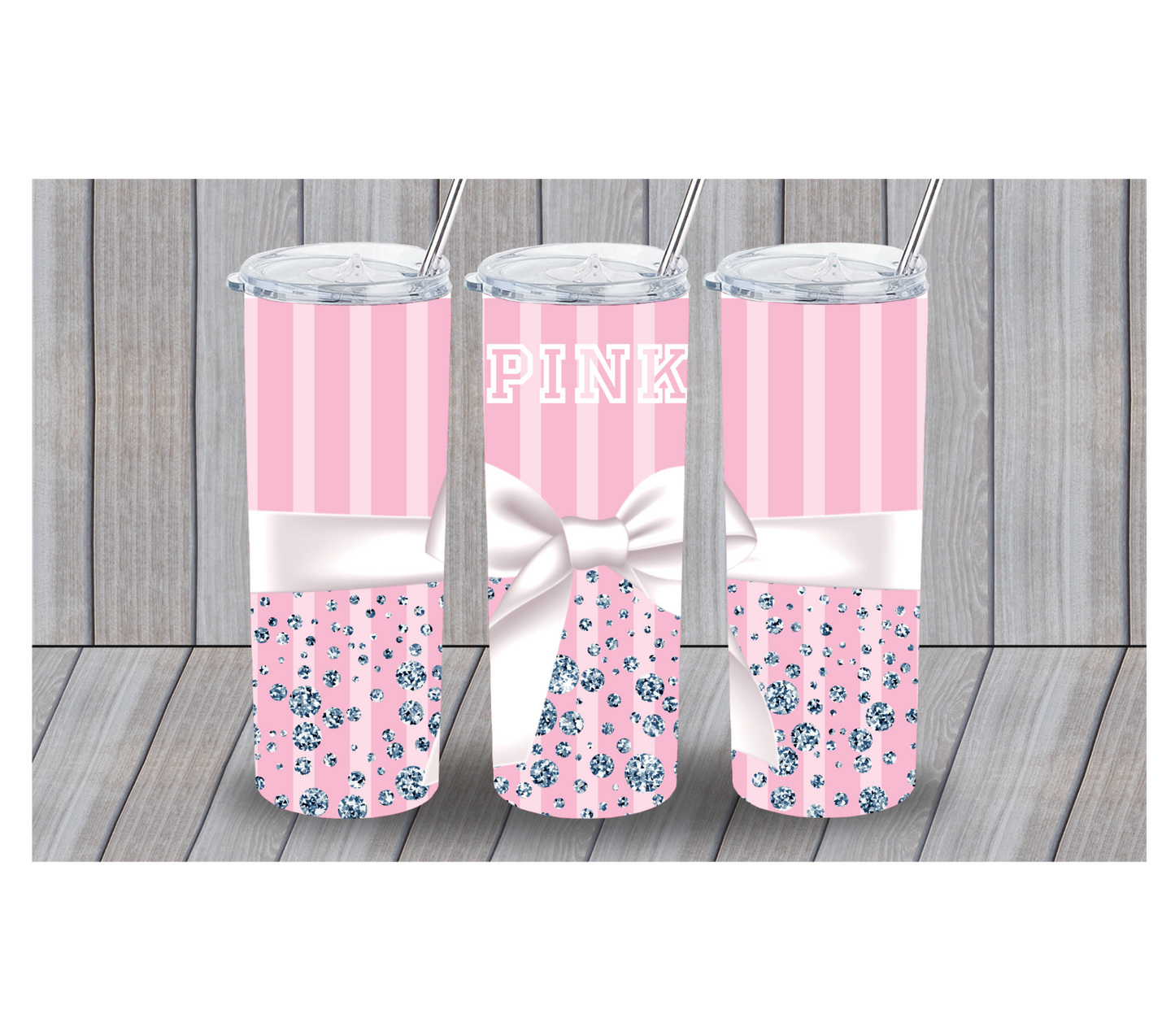 Designer Pink with White Bow 20oz Tumbler