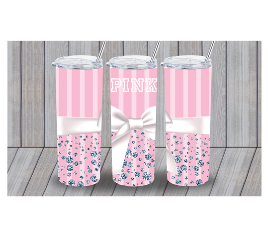 Designer Pink with White Bow 20oz Tumbler