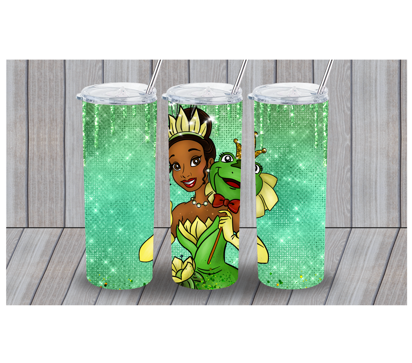 PREORDER Princess w/ Frog Inspired Aqua Bling Studded Tumbler w/ myste