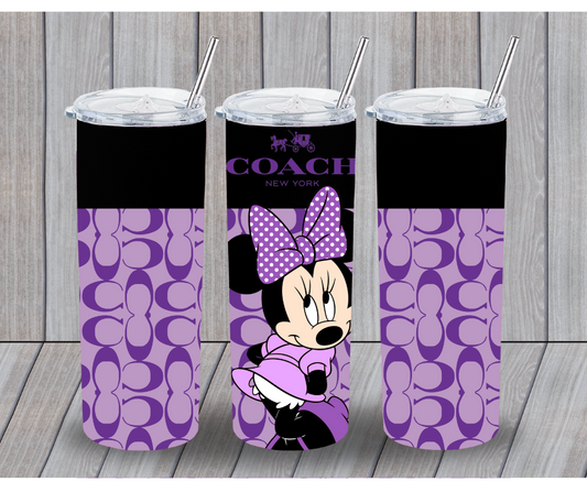 20oz Coach Inspired-Minnie Mouse Inspired Purple Tumbler