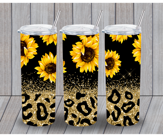 20oz Sunflower and Leopard Tumbler