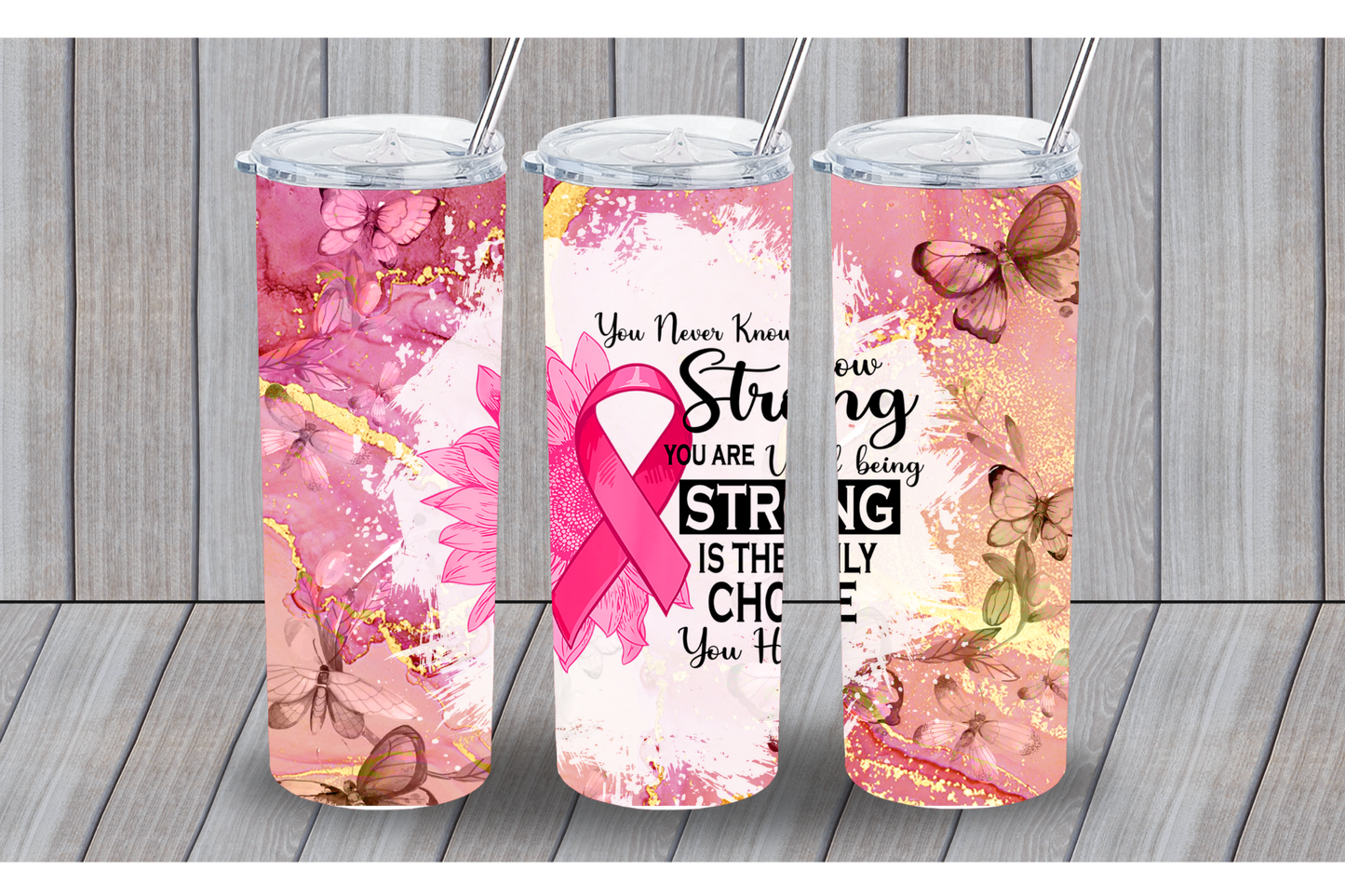 20oz Breast Cancer Tumbler- Strong