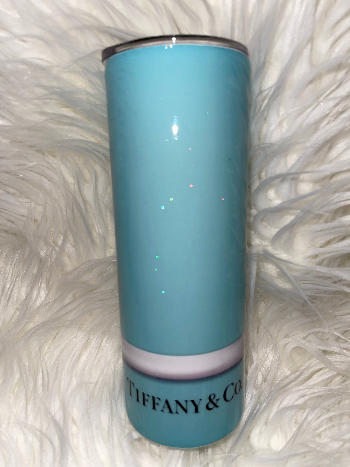 20oz Designer Tumbler-T- with bow-Light Blue Bling back