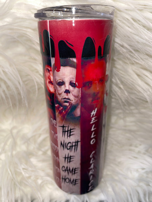 Multi-Horror 25oz Tumbler. Top and straw included